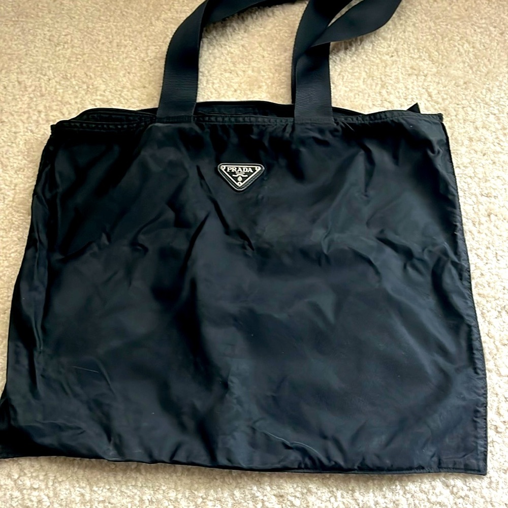 Prada Tote Large Tessuto Vela Nylon EUC Purse Handbag Authentic